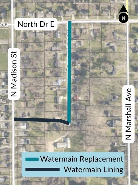 graphic showing the areas of construction